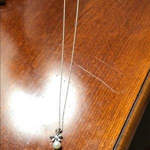 Pandora pearl and bow necklace